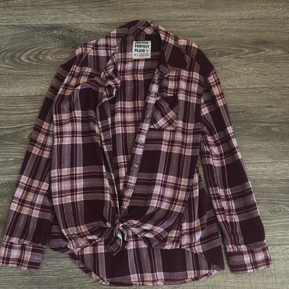 Justice Perfect Plaid Sparkling Top